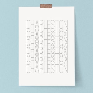 Charleston Black and White Wall Art Print Typography Print Poster Dorm Decor Abstract Art Office Decor