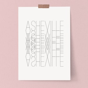 Asheville Abstract Art Black and White Poster Print Home Decor Typography Art Dorm Decor Wall Art Prints