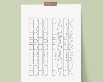 Echo Park Wall Art Poster Home Decor Printable Art Dorm Decor DIGITAL DOWNLOAD Black and White Art Prints Typography Art