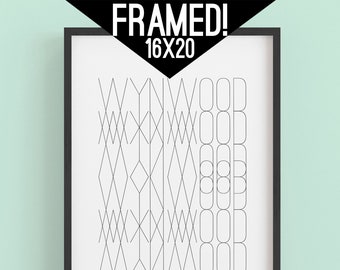 Framed Wynwood Geometric Wall Art, Minimalist Typography Print Poster, Black and White Travel Poster Housewarming Gift Wall Decor 16x20