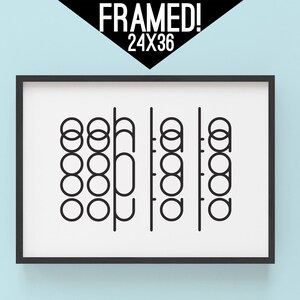 Framed Ooh La La Abstract Art Print, Minimalist Black and White Typography Poster, Large Wall Art Dorm Decor Gift 24x36