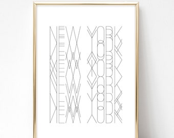 New York Black and White Typography Art Print Home Decor Poster Prints Wall Art Dorm Decor