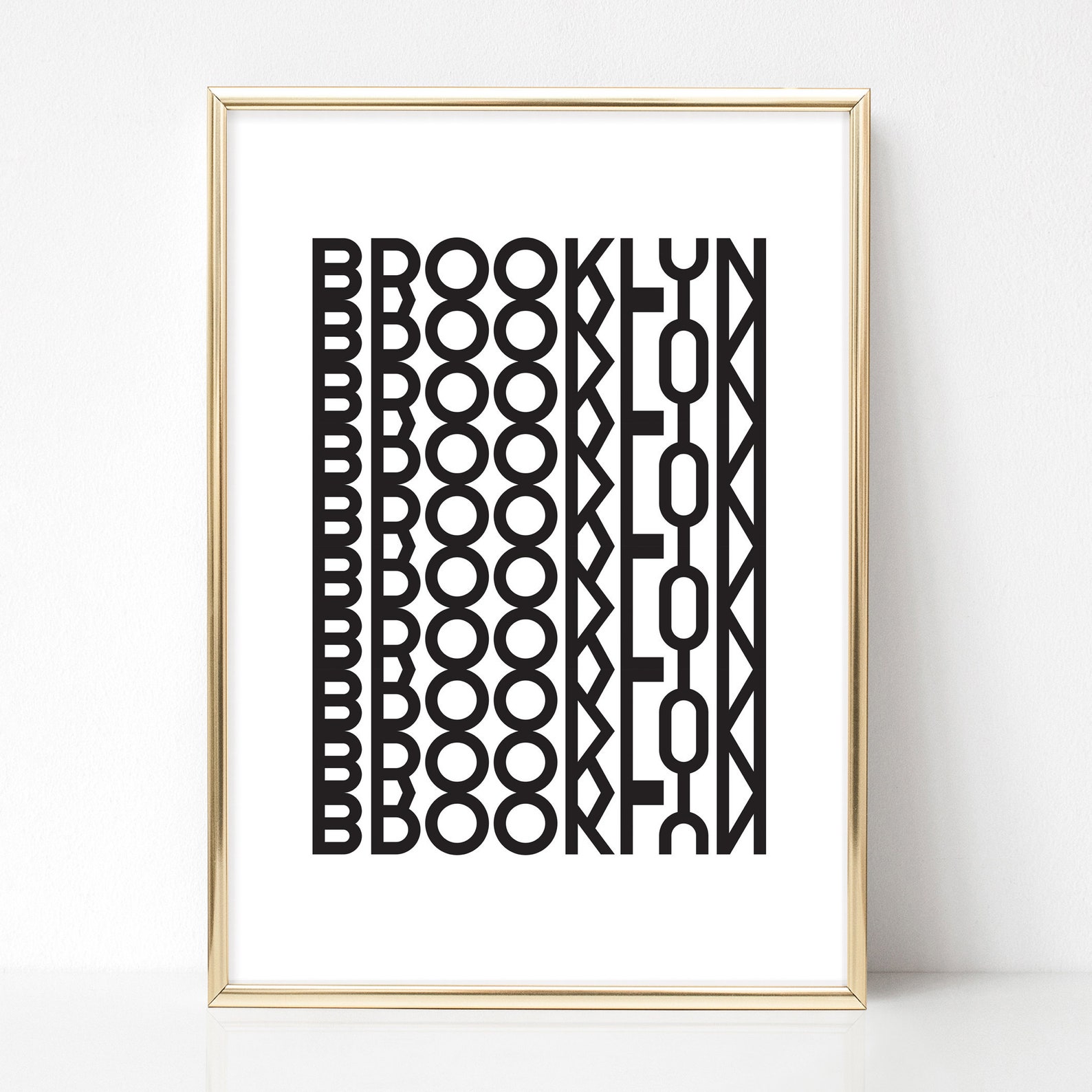 Brooklyn Typography Print Poster Wall Decor Black and White Office