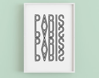 Paris Printable Minimalist Black and White Art INSTANT DOWNLOAD Wall Decor Digital Download Poster Wall Art Print