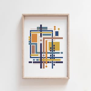 Geek Gift Abstract Art Print, Geometric Modern Art Poster, Mid Century Modern Wall Art for Home, Office, or Dorm Decor