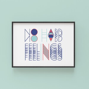 Blaue und rote Typografie-Druck-Schlafzimmer-Dekor-abstrakte Wand-Kunstdrucke