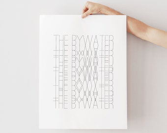 The Bywater New Orleans Typography Art Print Abstract Black and White Home Decor Prints Wall Art Poster
