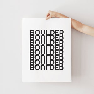 Boulder Black and White Typography Art Home Decor Poster Prints Wall Art Dorm Decor