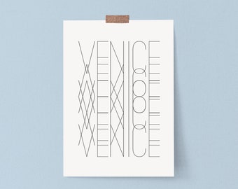 Venice Minimalist Wall Art Poster Wall Decor Printable Art DIGITAL DOWNLOAD Black and White Dorm Decor Art Prints Typography Art Dorm Decor