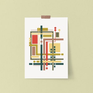 Geek Gift Abstract Art Print, Mid Century Modern Wall Art Poster, Geometric Home, Office, or Dorm Decor image 2