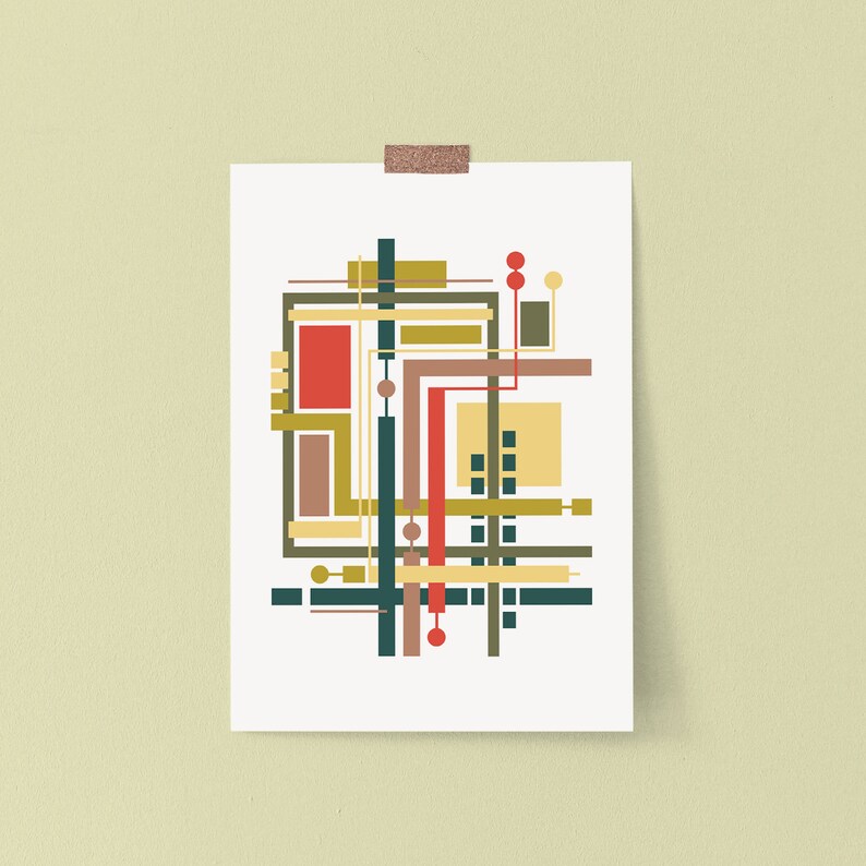 Geek Gift Abstract Art Print, Mid Century Modern Wall Art Poster, Geometric Home, Office, or Dorm Decor image 2