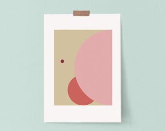 Original Minimalist Geometric Art – Pink & Beige Abstract Circles PRINTABLE Wall Art, Modern DIGITAL DOWNLOAD Poster for Home / Office Decor