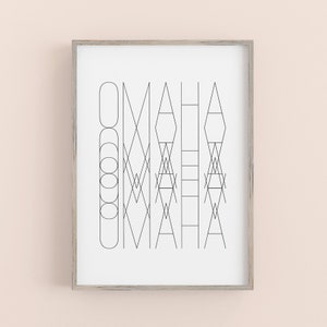 Omaha Modern Minimalist Black and White Typography Prints Wall Art Geometric Abstract Art Dorm Decor Poster
