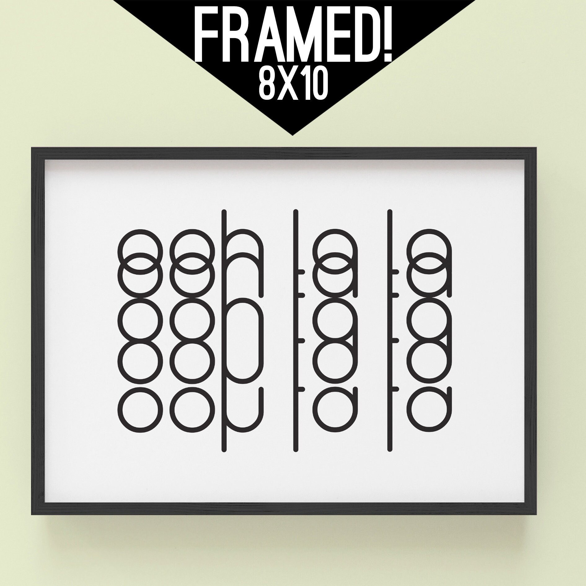 Framed Minimalist Ooh La La Poster Print Geometric Typography Wall Art ...
