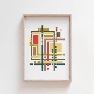 Geek Gift Abstract Art Print, Mid Century Modern Wall Art Poster, Geometric Home, Office, or Dorm Decor image 1