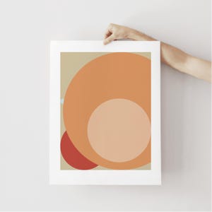 Original Minimalist Geometric Art – Orange Peach Abstract Circles PRINTABLE Wall Art, Modern DIGITAL DOWNLOAD Poster for Home / Office Decor