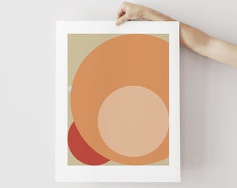 Original Minimalist Geometric Art – Orange Peach Abstract Circles PRINTABLE Wall Art, Modern DIGITAL DOWNLOAD Poster for Home / Office Decor