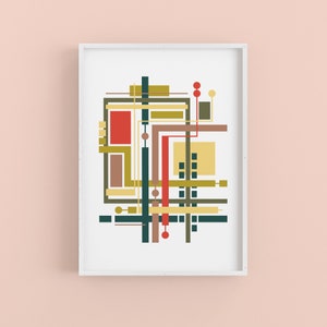 Geek Gift Abstract Art Print, Mid Century Modern Wall Art Poster, Geometric Home, Office, or Dorm Decor image 5
