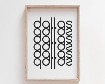 Dallas Printable Wall Art – Modern Black and White Travel Poster, Digital Download Typography Print for Dorm or Home Decor