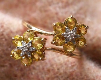 Anel Toi et Moi Flor de Citrino: Ouro Amarelo 9k e Detalhe em Diamante