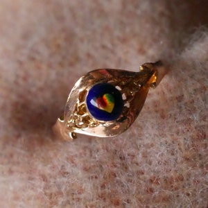 Antieke 14k 585 roségouden emailring met hartontwerp - maat 55 / O / 7