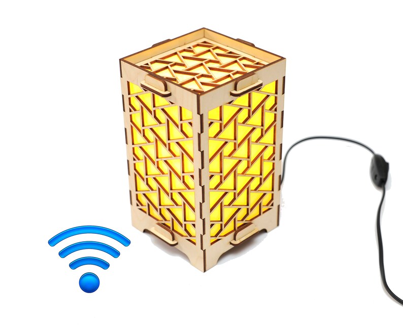 Geometric wood lamp Desk lamp Wood lighting Light box Nightlight Home touch lamp Distance friendship gift Bedside table lamp shade for men