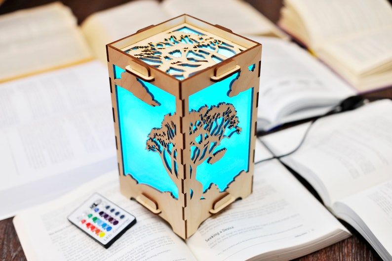 Long Distance Gift Best Friend Touch Led Lamp 5th Anniversary For Couple Kids Night Light Wooden Shade