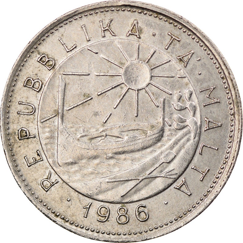 25 cents malta 1986 coin km:80 copper-nickel ef 40-45 british royal mint