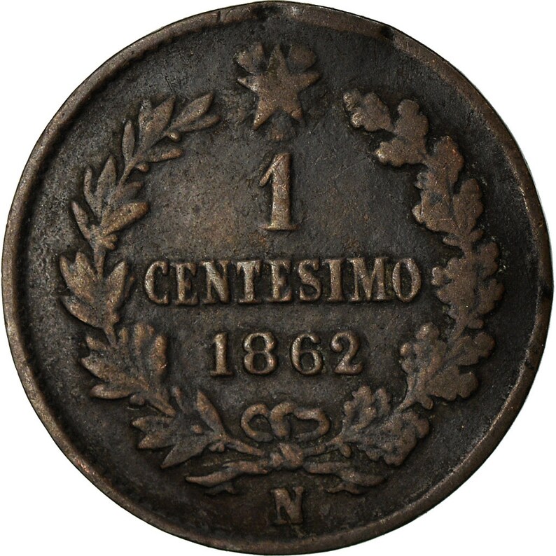 30-35 coin vittorio emanuele ii italy 1862 copper centesimo vf naples
