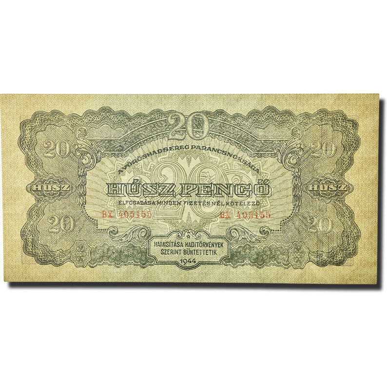 banknote km:m6b 20 peng\u00f6 65-70 hungary 1944 unc