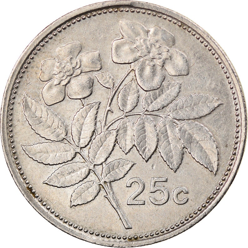 25 cents malta 1986 coin km:80 copper-nickel ef 40-45 british royal mint