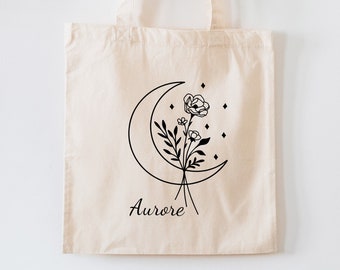 Tote Bag, Sac Personnalisable, Prénom, pour Super Nounou, Témoin Super Géniale, Marraine en Or, Merci, Votre texte