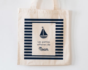 Personalized marine theme bag, Anchor, oars or boat pattern, Several colors to choose from, Tote bag mistress, atsem, EVJF, bag for stroll