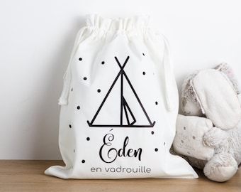 Sac à doudou, sac à linge personnalisé, bébé en vadrouille