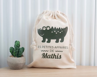 Pochon personnalisé, Pochon en coton, Les petites affaires, crocodile