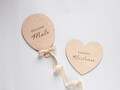Personalized wooden plaque, Milestone card, Welcome Baby, balloon or heart shape for photo, for bedroom decoration or door plaque product logo