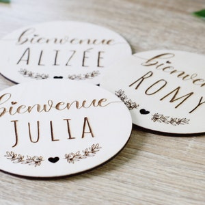 Baby milestone card, Baby welcome card nature pattern and little heart, diameter 11cm image 5
