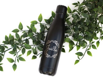 Personalized insulated bottle, engraved first name, message or text