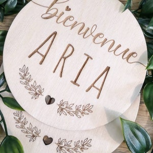 Baby milestone card, Baby welcome card nature pattern and little heart, diameter 11cm image 3