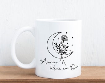 Mug avec motif noir et blanc, bohostyle, style lineart, cadeau pour femme