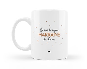 Mug personnalisé pour marraine, maman, mamie, tonton, papi, Tasse avec le prénom de l'enfant, Cadeau pour demande marraine, demande témoin