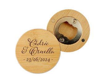 Wedding bottle opener, personalized first name and date, wooden bottle opener, magnet bottle opener, several models for wedding, grandpa, witness, dad