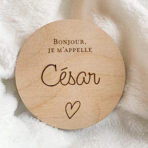 Carte Bonjour je m’appelle motif coeur, Carte en Bois personnalisée prénom, Accessoire photo pour annoncer naissance image 7