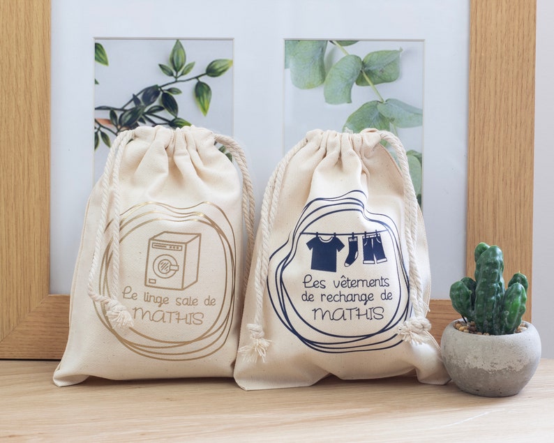 Pochon personnalisé Pochon en coton pochon le linge Etsy