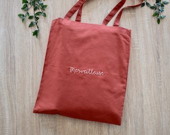 Personalized tote bag, embroidery with your text