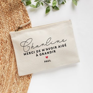 Trousse nounou personnalisée, Cadeau Merci de m’avoir aidé à grandir, Pochette personnalisée prénom, Cadeau fin de contrat, Rentrée crèche