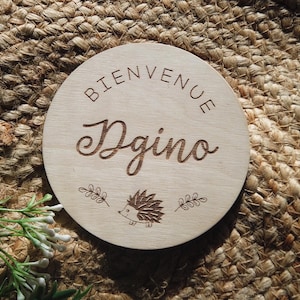 Carte Hérisson, Accessoire pour Annonce Naissance, Carte en Bois personnalisée prénom, Carte Bienvenue pour présentation,Plaque déco chambre