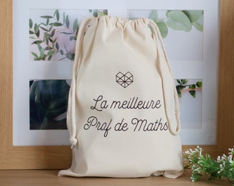 Pochon personnalisé avec votre texte, motif coeur géométrique