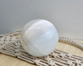 Selenite Sphere 8 cm, 10 cm | From Morocco | Crystal Ball | Reiki Energy | Home Decor | Crystal Healing | Meditation Tool