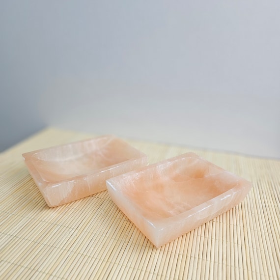 Peach Selenite Hexagon Crystal Charging Cleaning Bowls Peach Selenite Hexagon Crystal Charging Cleaning Bowls